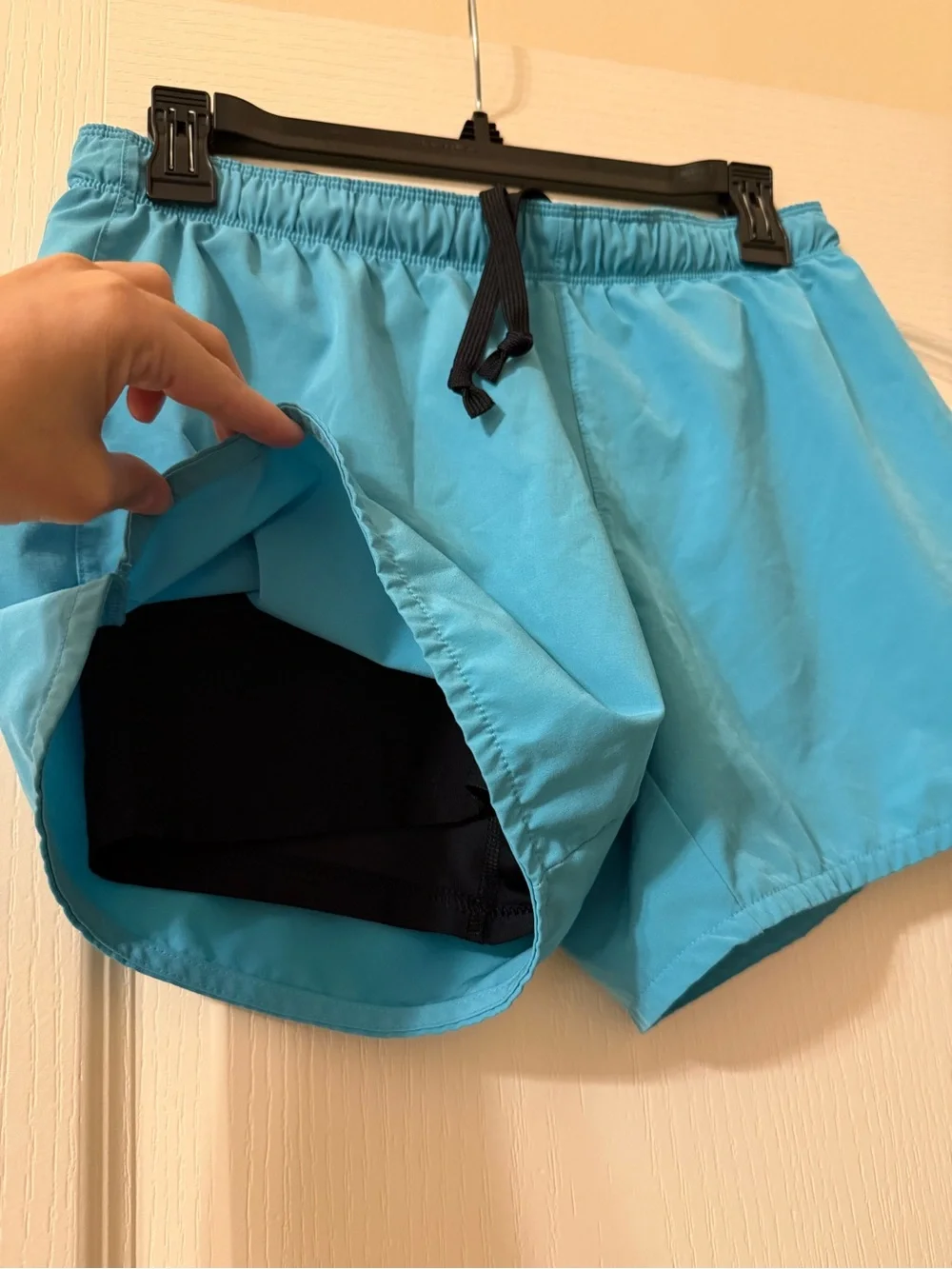 Nike Women's Teal Athletic Shorts with Black Drawstring Inside and Compression